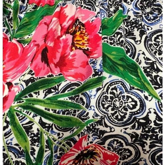 Talbots Floral Boho Peasant Tunic Top, Quatrefoil Short Sleeve, Plus Size 1X - Picture 3 of 3